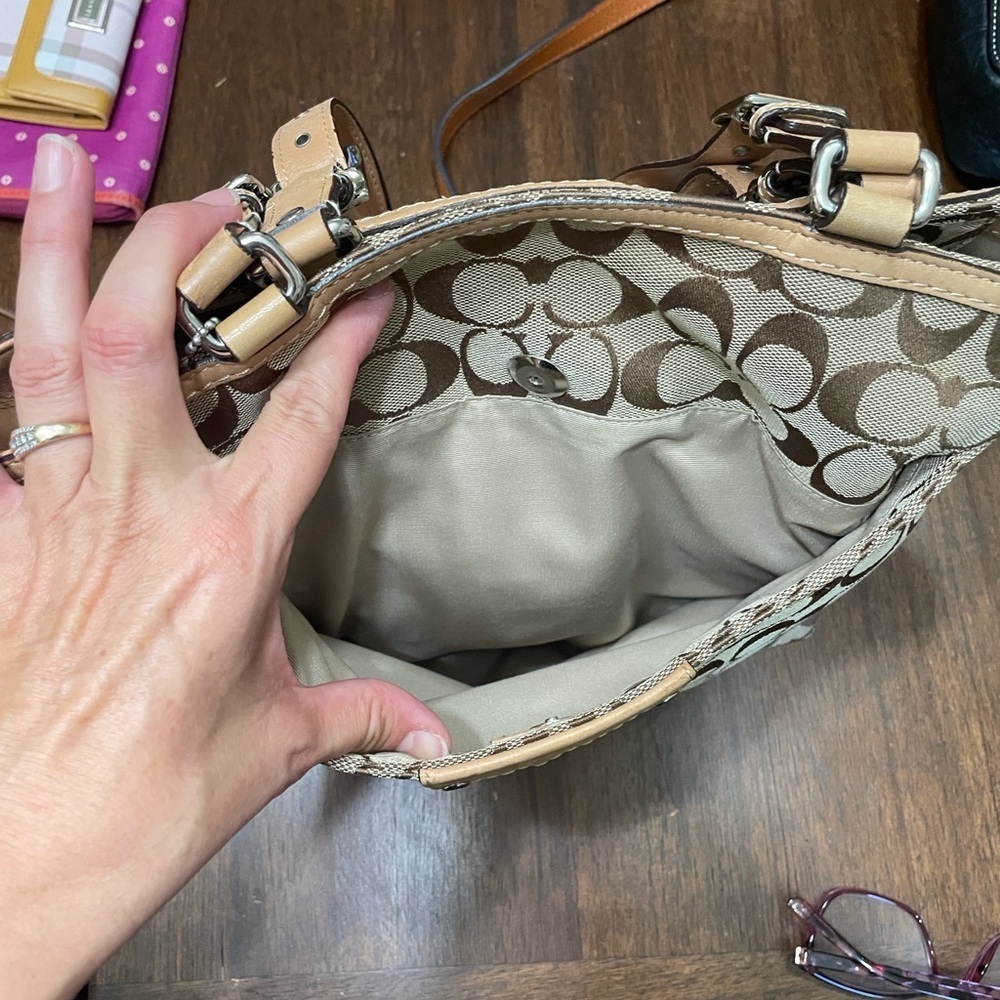 Coach Tan and Brown Signature Tote - Picture 11 of 11